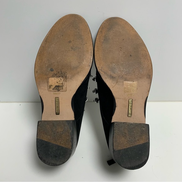 Louise et Cie size 7 black suade loafer oxfords shoes pearl zip back - Picture 8 of 10